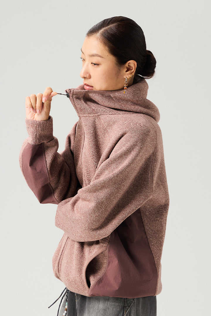 異素材パッチワークジップアップスウェット25BLJK022