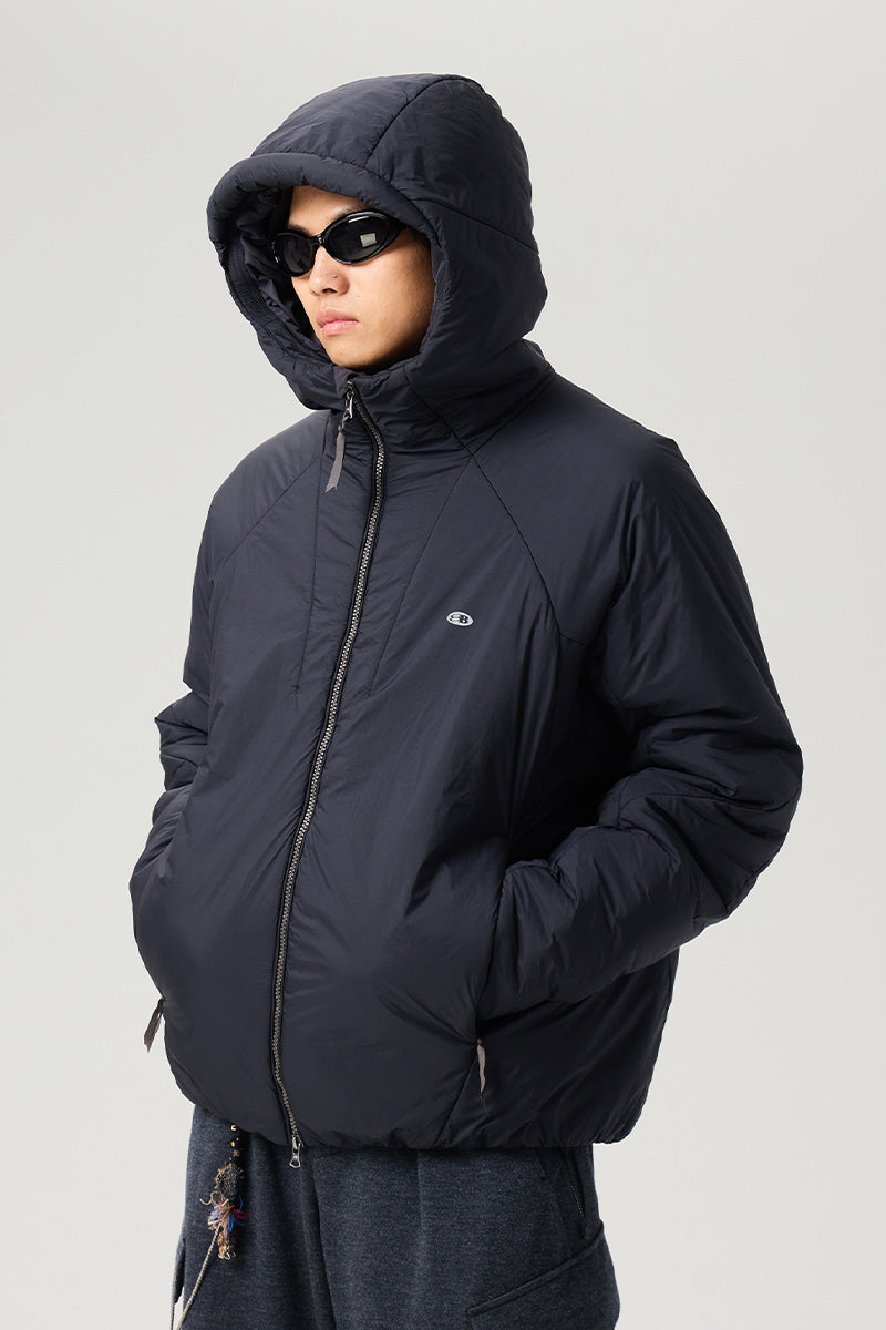 撥水加工付きフーデッド中綿ジャケット25BLMY003