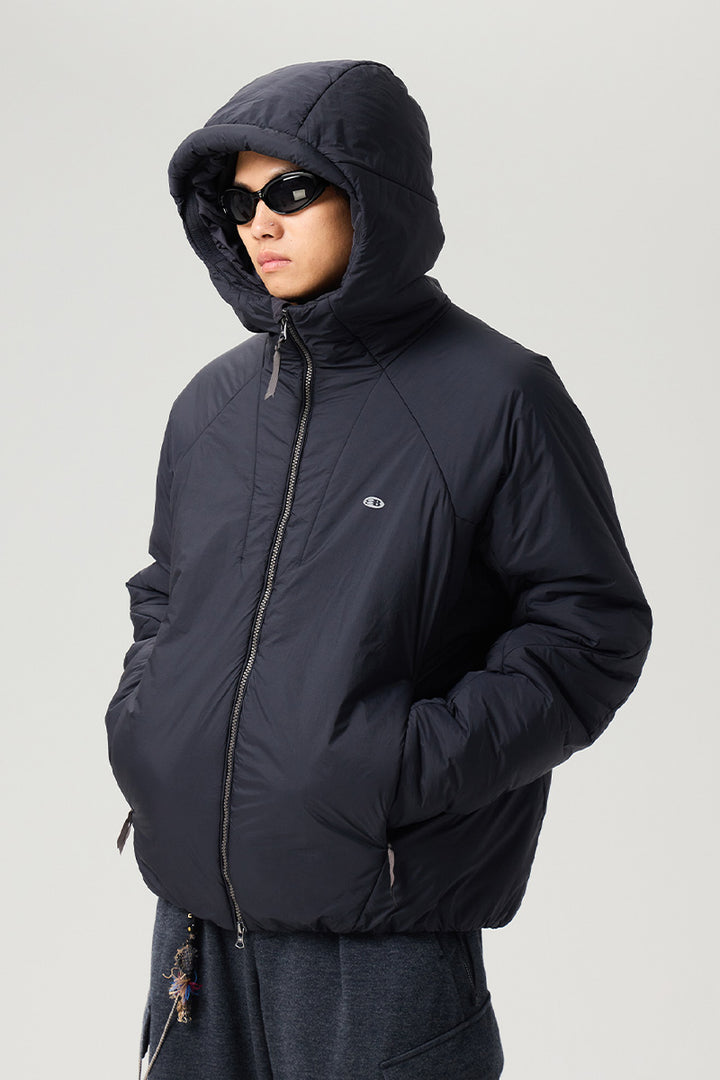 撥水加工付きフーデッド中綿ジャケット25BLMY003