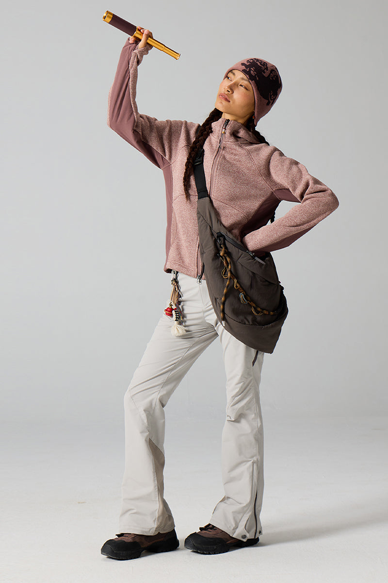 異素材パッチワークジップアップスウェットウイメンズ25BLJK028