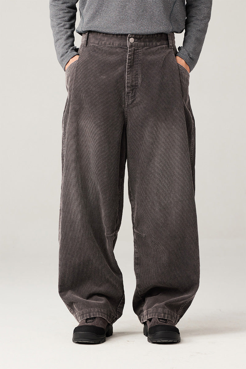 ウォッシュ加工コーデュロイパンツ25BLCK030