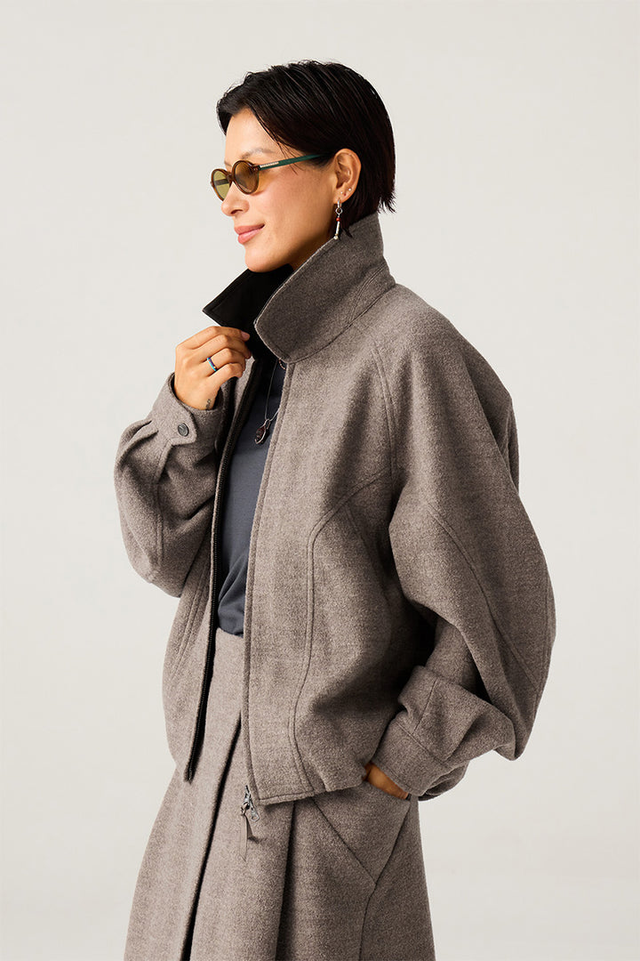 革襟ジップアップウールジャケット25BLJK020