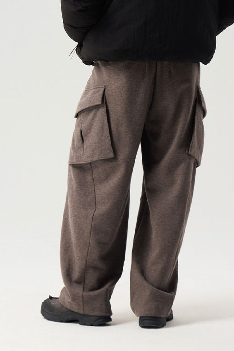 マルチポケット裏起毛ウールワークパンツ25BLCK033