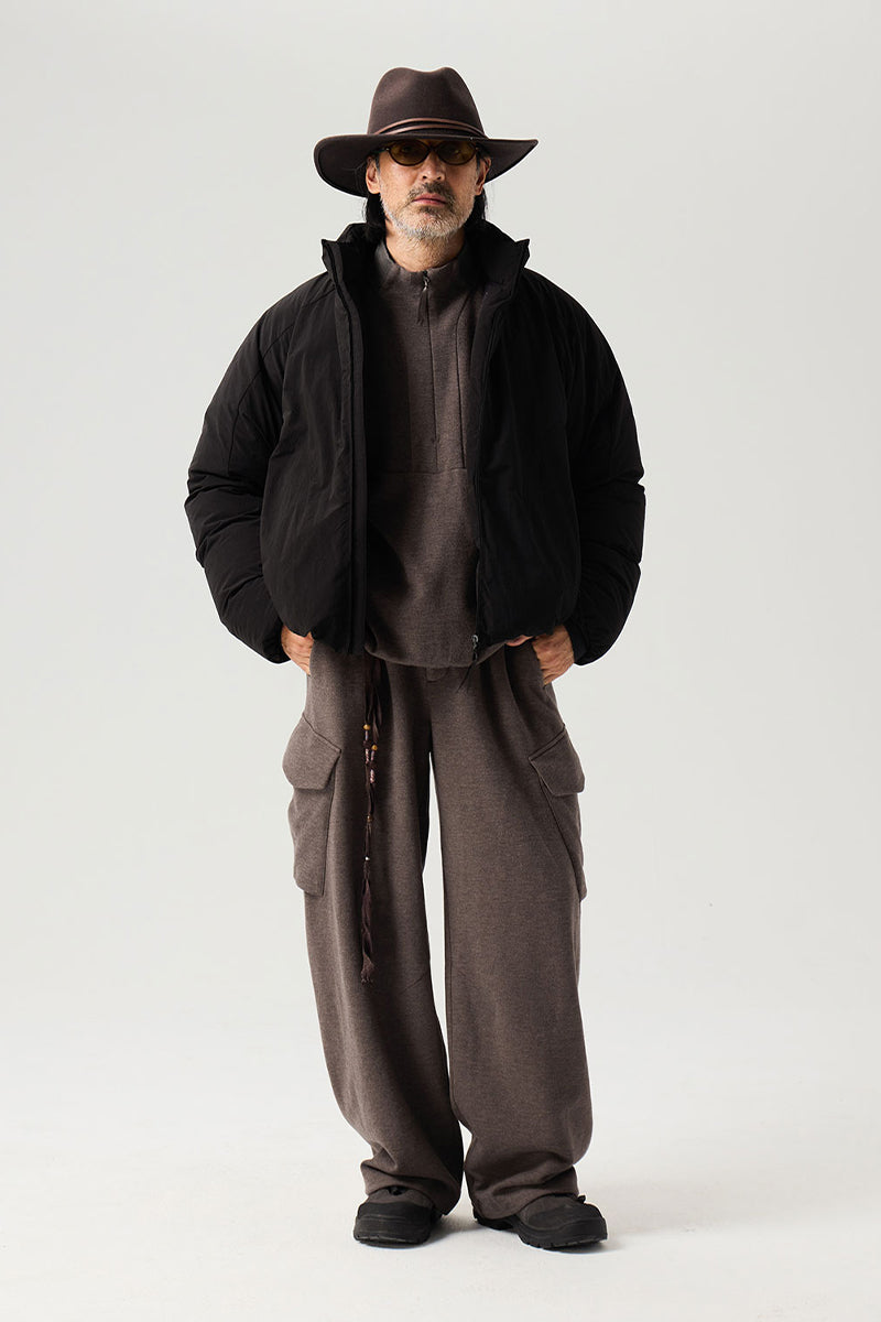 マルチポケット裏起毛ウールワークパンツ25BLCK033