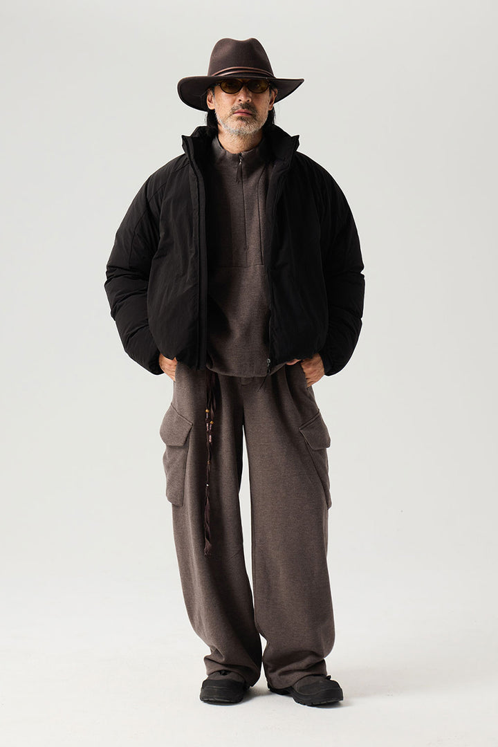 マルチポケット裏起毛ウールワークパンツ25BLCK033