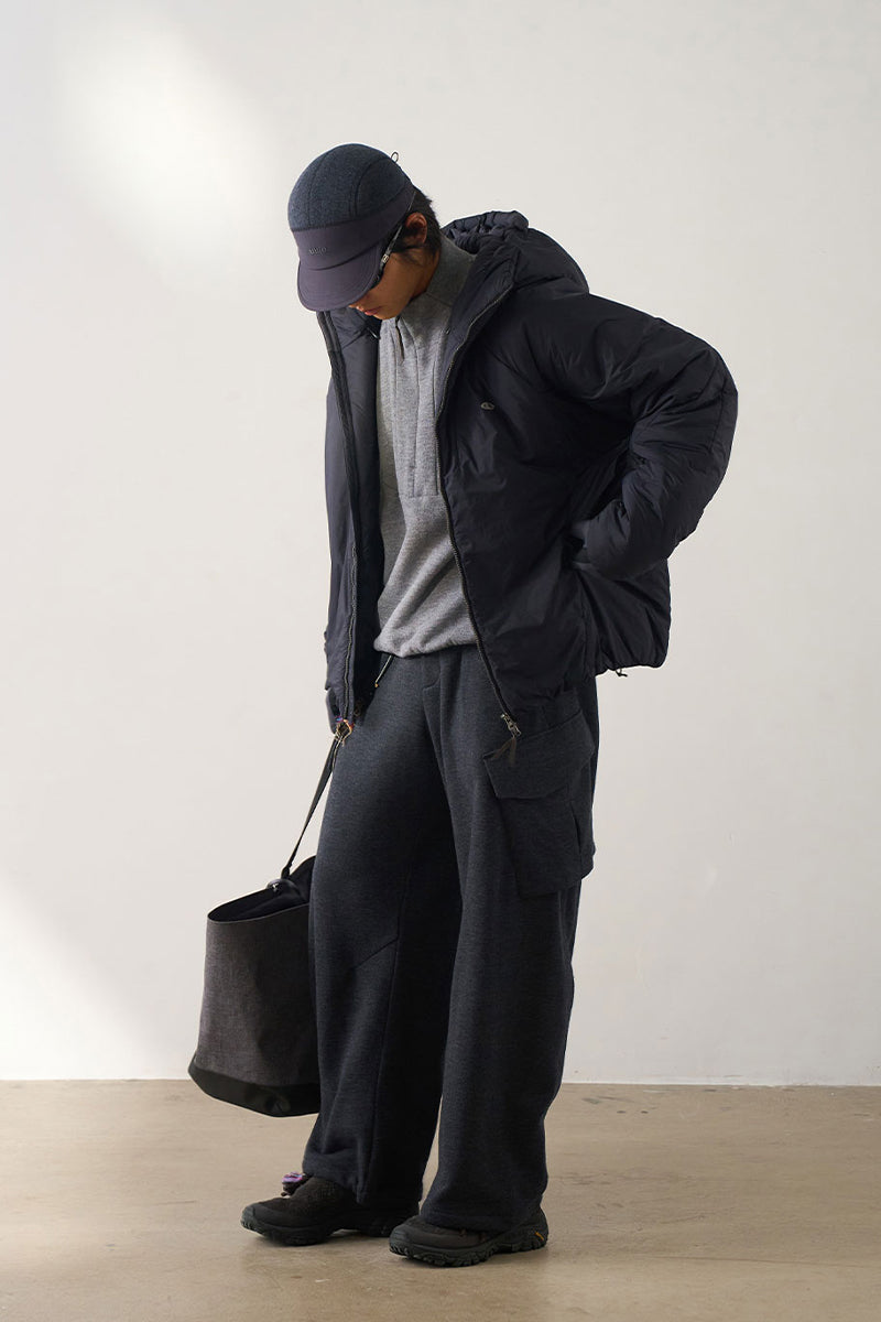 マルチポケット裏起毛ウールワークパンツ25BLCK033