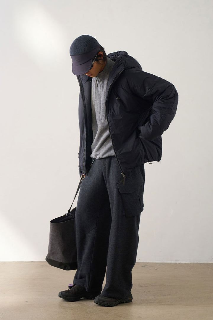 マルチポケット裏起毛ウールワークパンツ25BLCK033