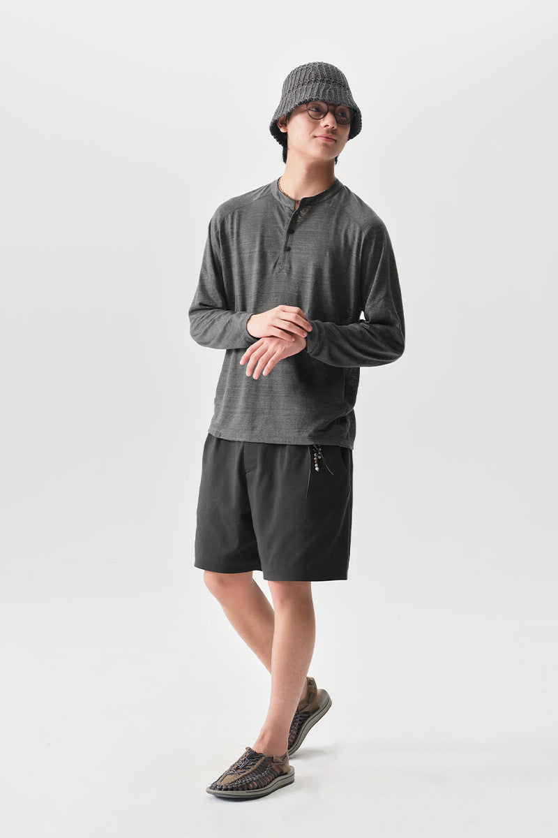 ヘンリーネック リネン長袖TシャツNLBLCTX010