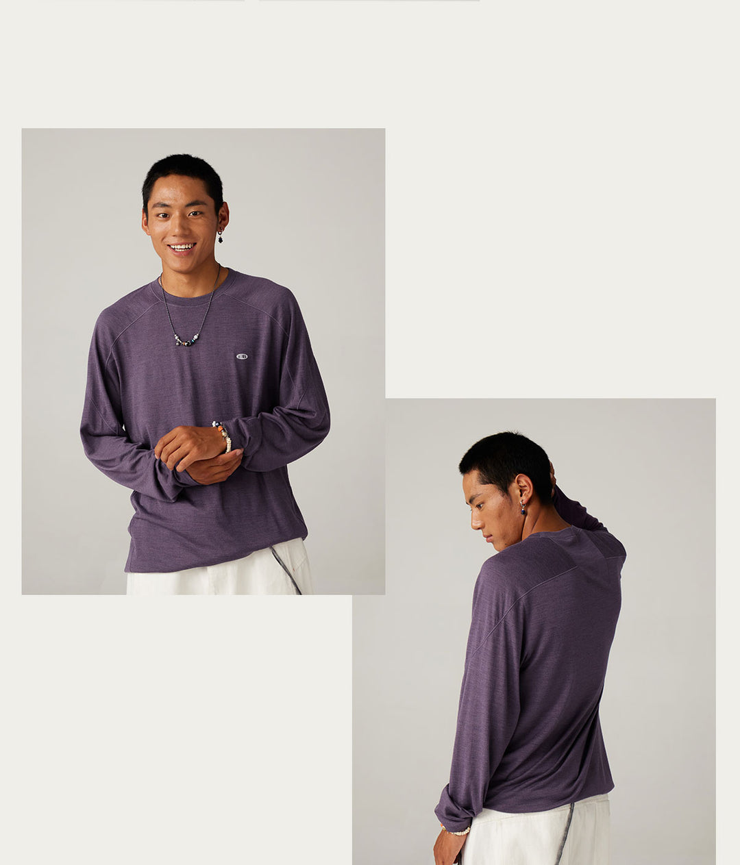 メリノウール クルーネック秋先取りTシャツ25BLCT012