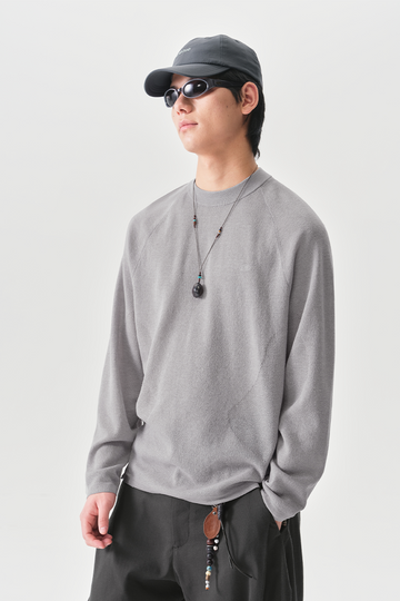 ルーズ細番手丸首長袖TシャツNLBLCTX013