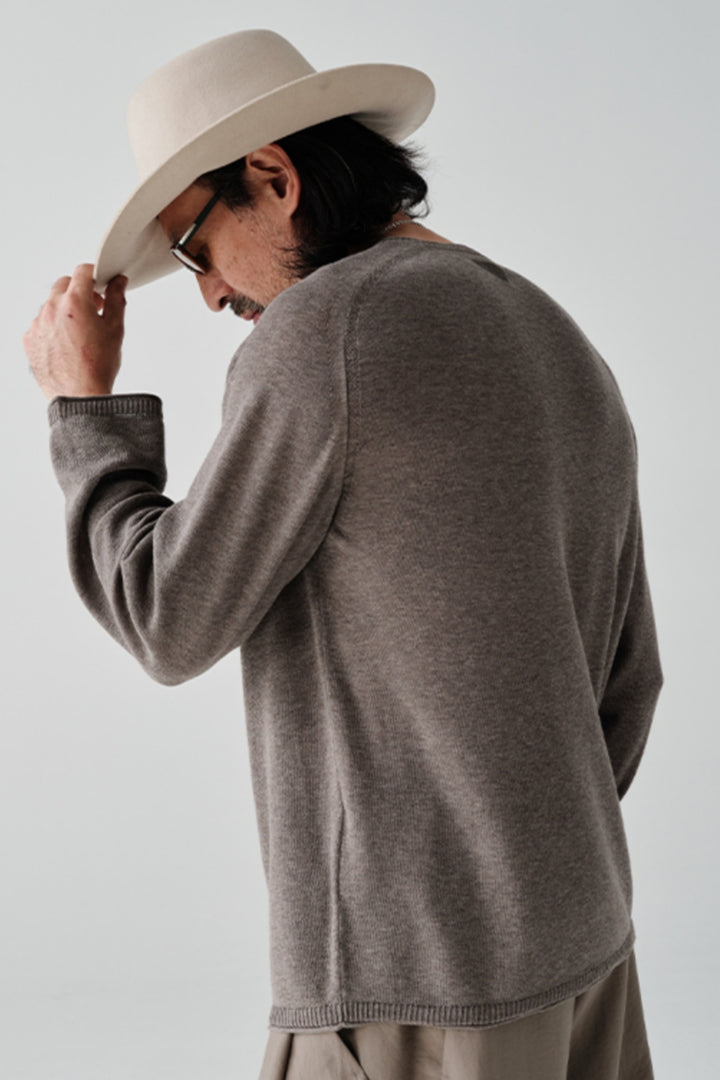 ウールクルーネック長袖ニットセーターNLBLMZS002