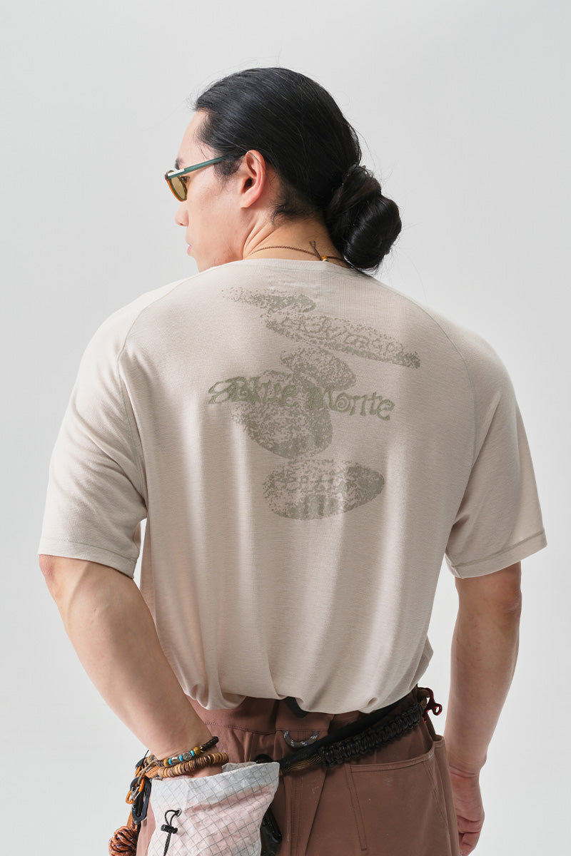 COOLMAXストーン柄メリノウール半袖TシャツNLBLDTX028