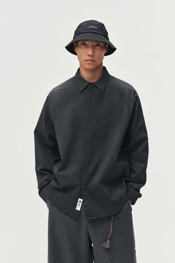 COOLMAXリップル生地チェック長袖シャツNLBLCCY003