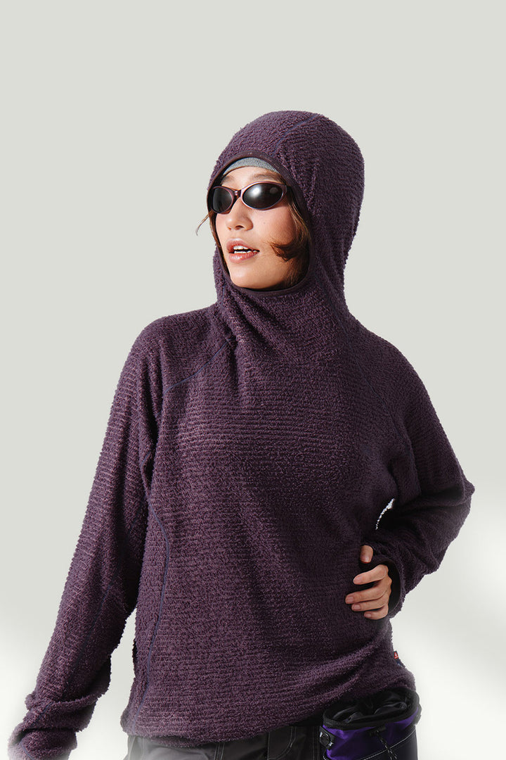 フード付きフリースロングシャツ25BLWY007