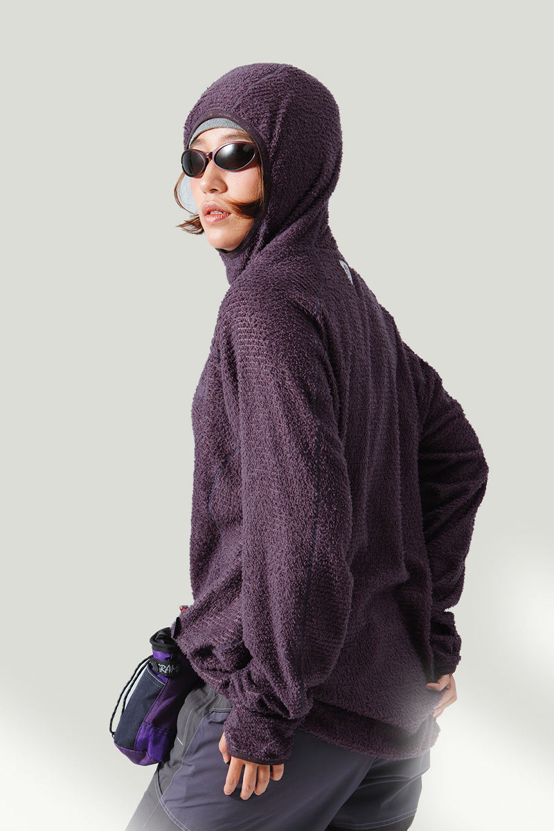 フード付きフリースロングシャツ25BLWY007