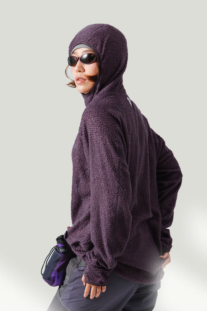 フード付きフリースロングシャツ25BLWY007