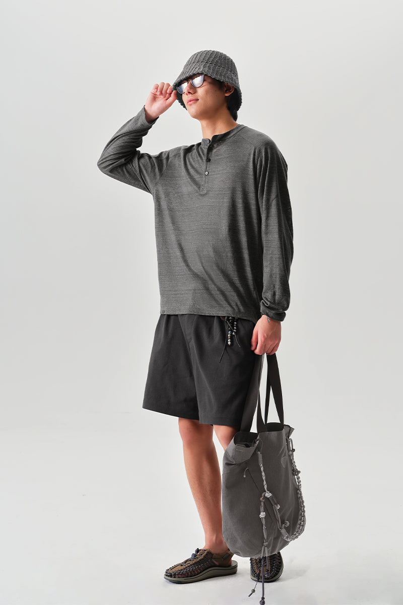 ヘンリーネック リネン長袖TシャツNLBLCTX010