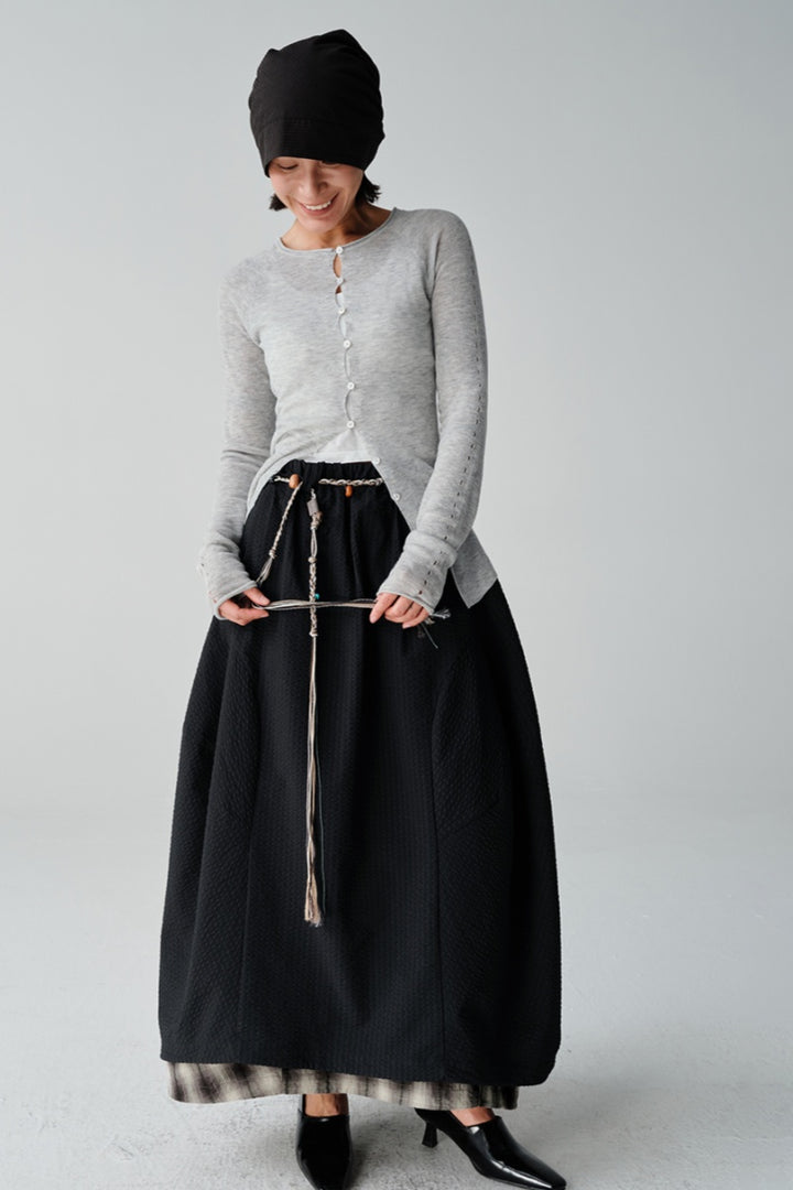 AIRCTRL 버블 체크 롱 스커트 NLBLCQZ003