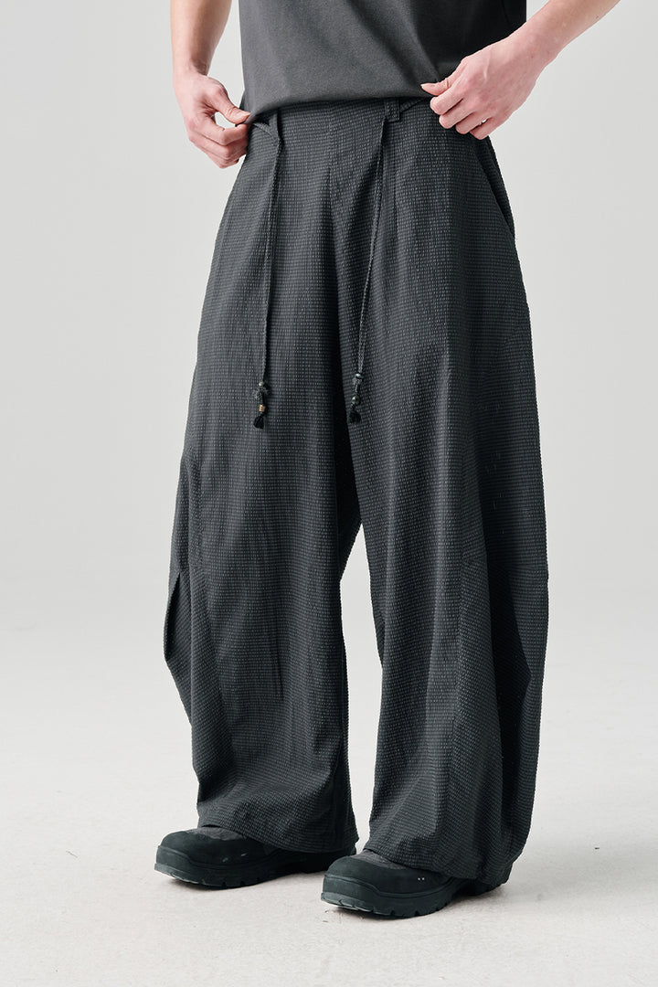 リップル生地カジュアルワークパンツNLBLACK005