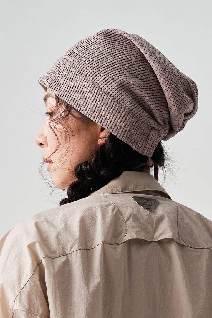 ワッフル編みドロストリング付き帽子NLBLAML004