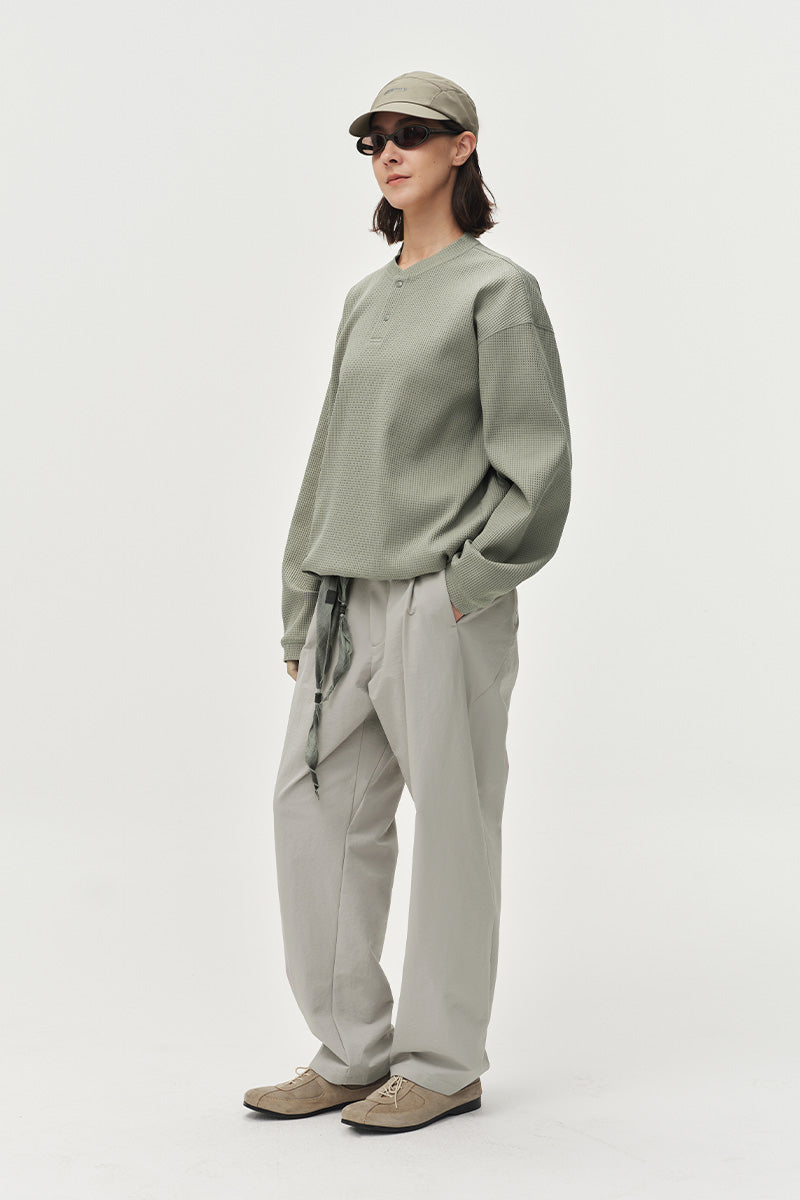 SOLOTEXヘンリーネックワッフル長袖TシャツNLBLCTX023