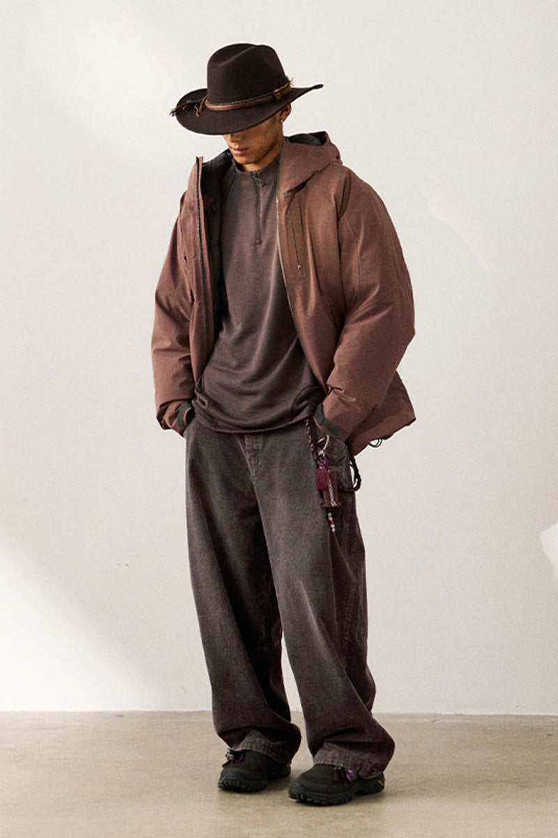 ウォッシュ加工コーデュロイパンツ25BLCK030