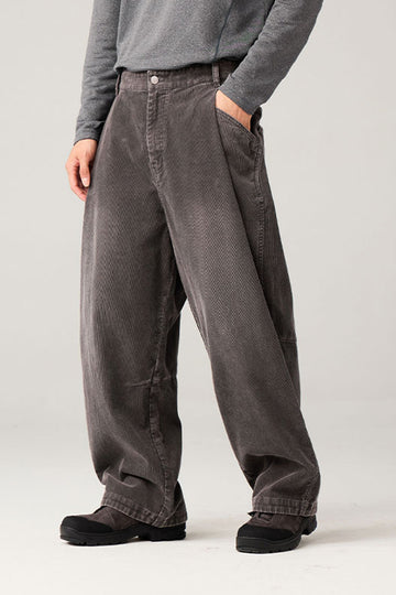 ウォッシュ加工コーデュロイパンツ25BLCK030
