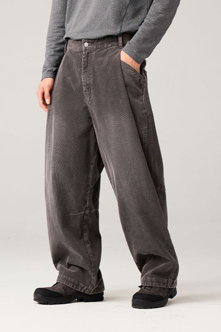 ウォッシュ加工コーデュロイパンツ25BLCK030