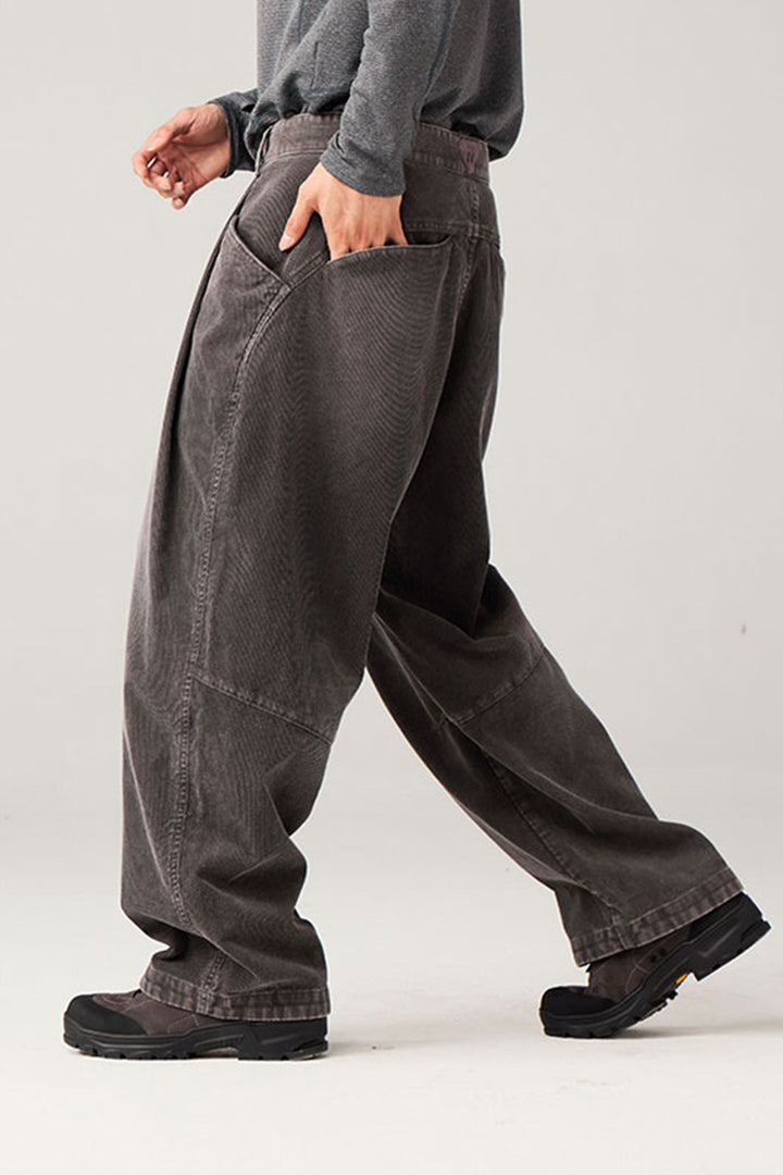 ウォッシュ加工コーデュロイパンツ25BLCK030