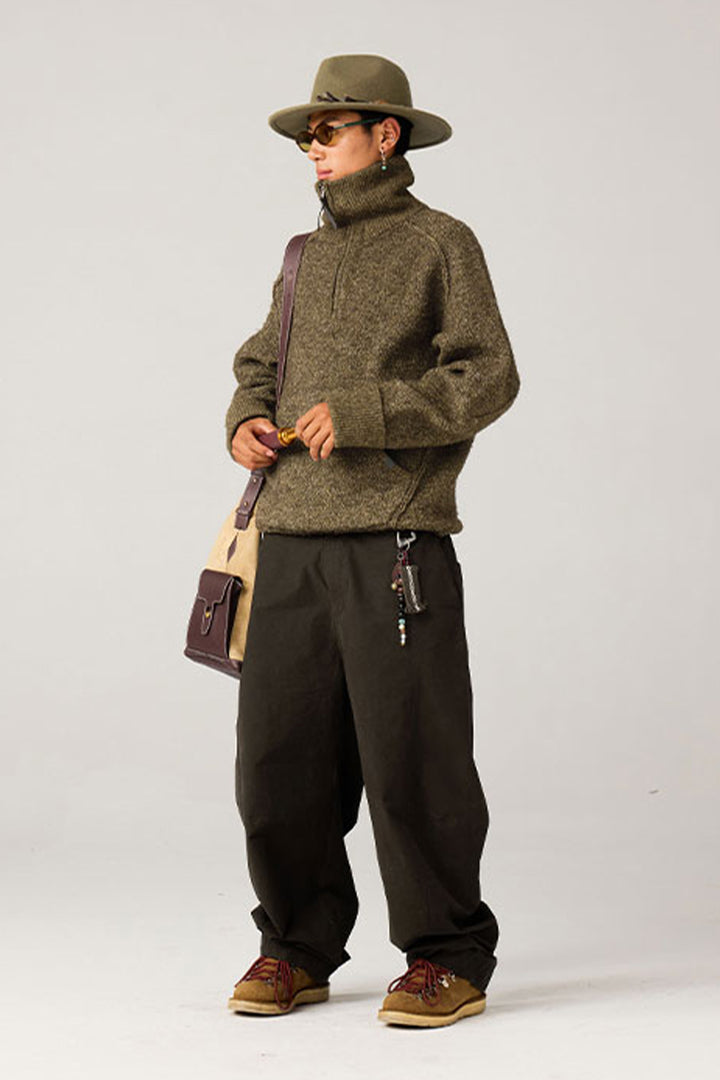 ポケット付きハイネックニットセーター25BLMS006