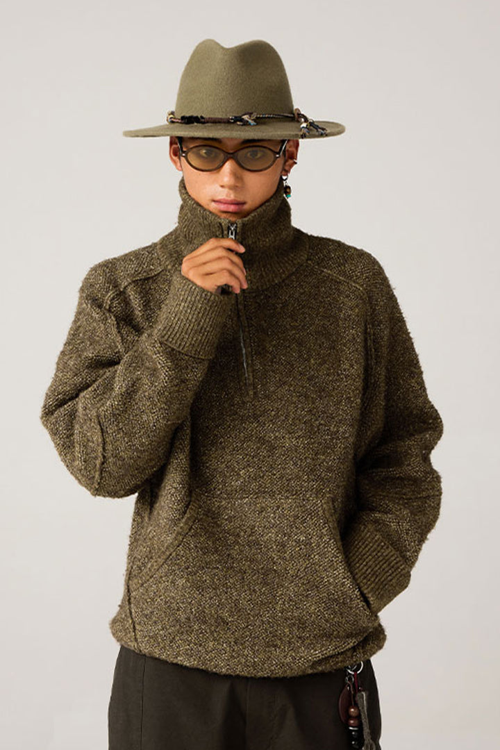 ポケット付きハイネックニットセーター25BLMS006