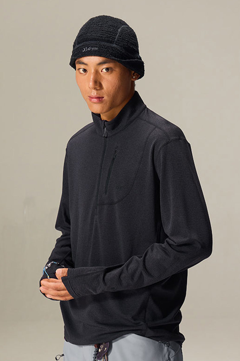 フリースハーフジップ長袖Tシャツメンズ25BLWY015