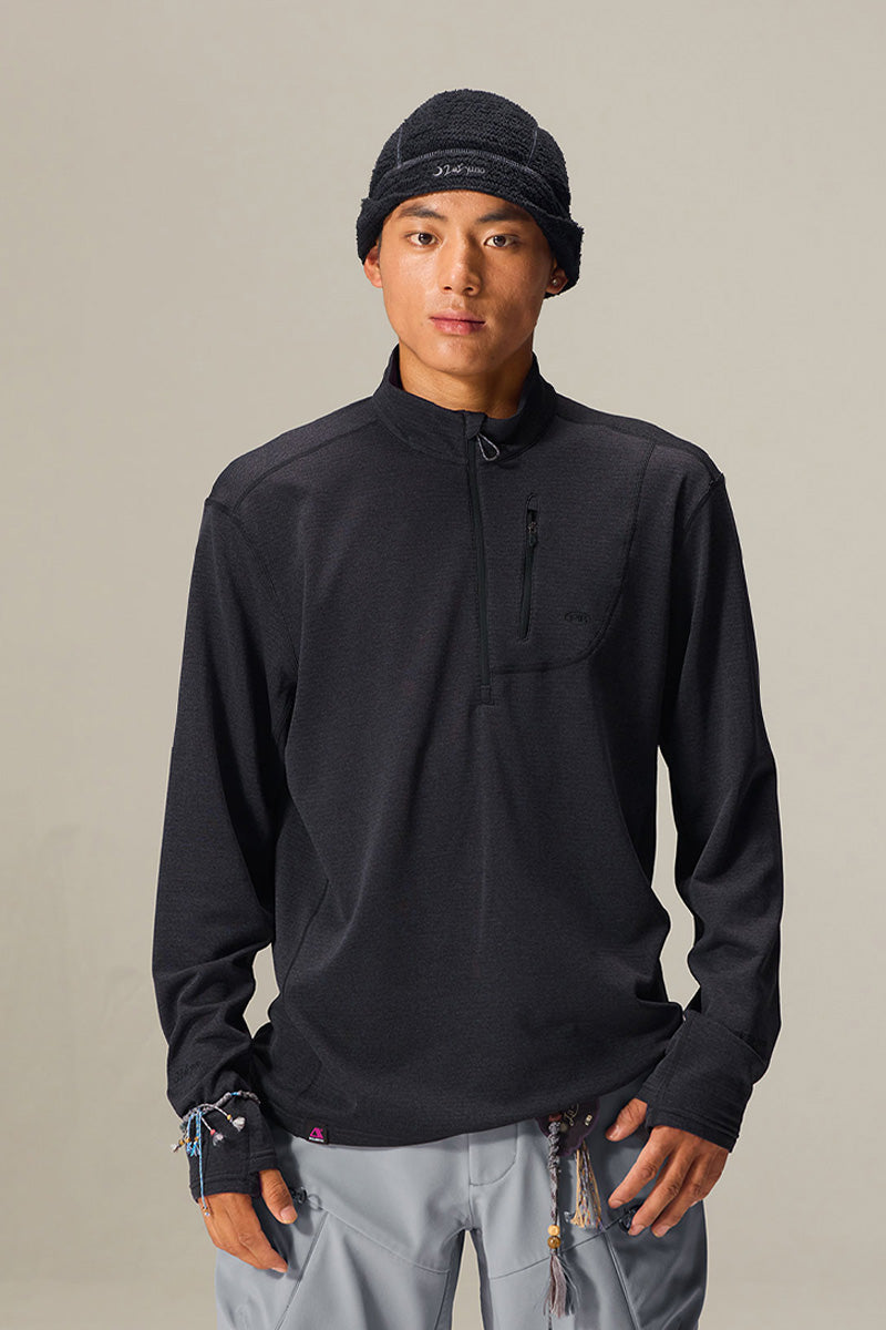 フリースハーフジップ長袖Tシャツメンズ25BLWY015