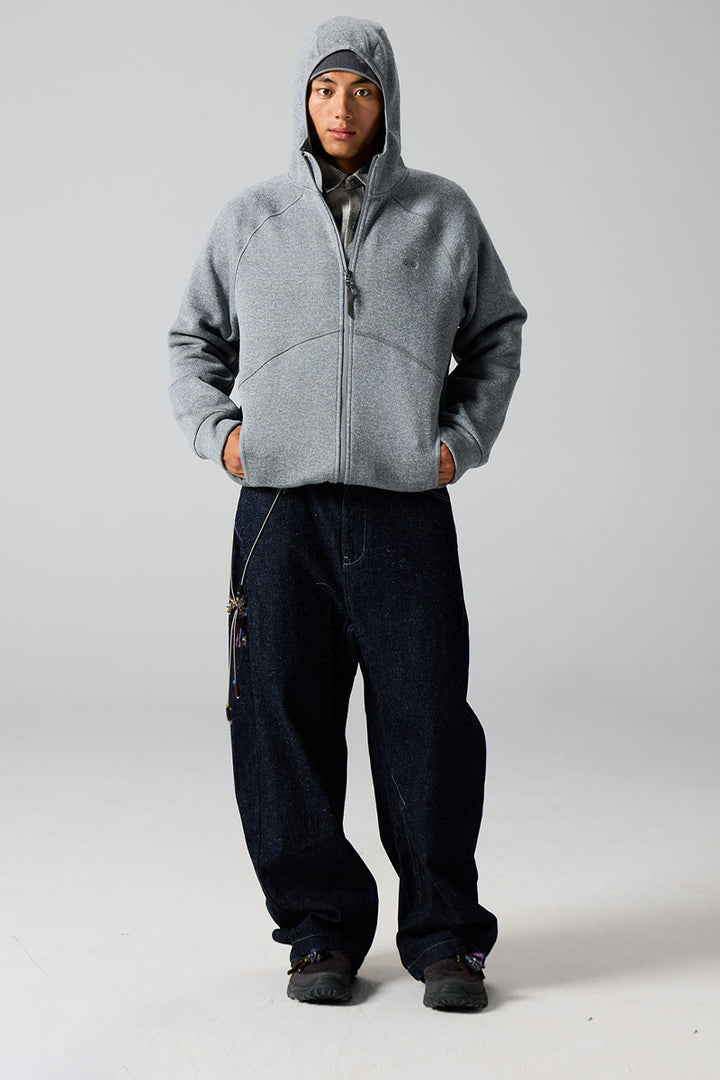 異素材パッチワークジップアップスウェット25BLJK022