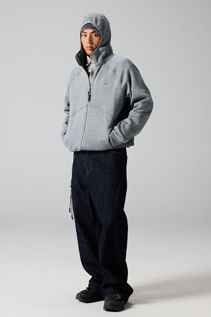 異素材パッチワークジップアップスウェット25BLJK022