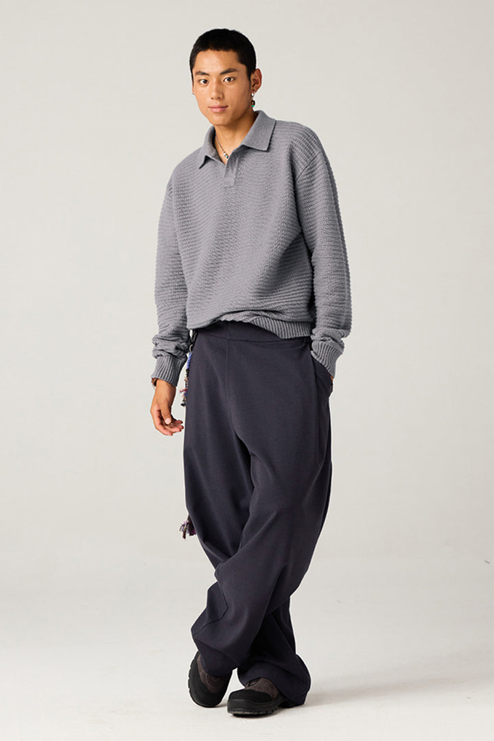 リブ編みポロネックセーター25BLMS005
