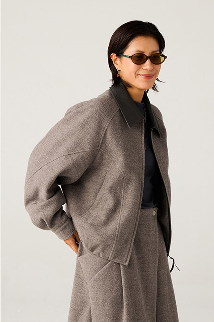 革襟ジップアップウールジャケット25BLJK020