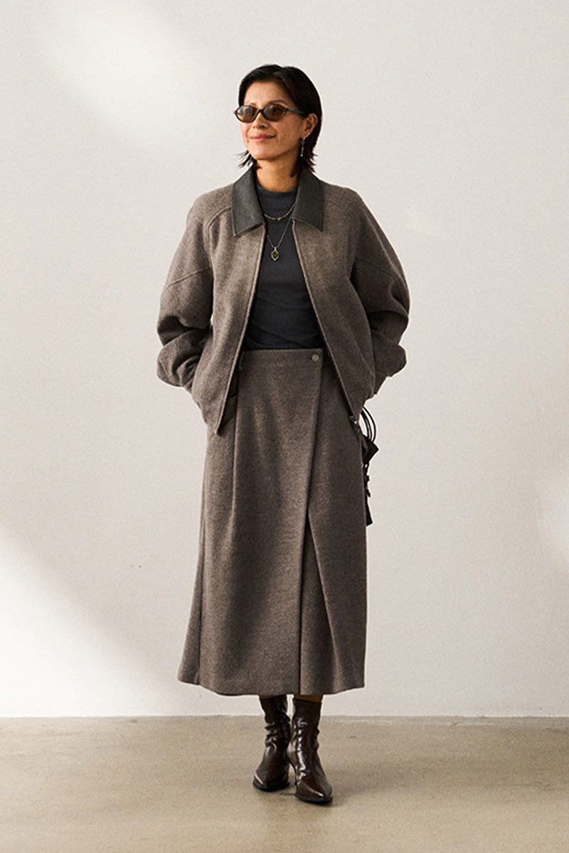 革襟ジップアップウールジャケット25BLJK020