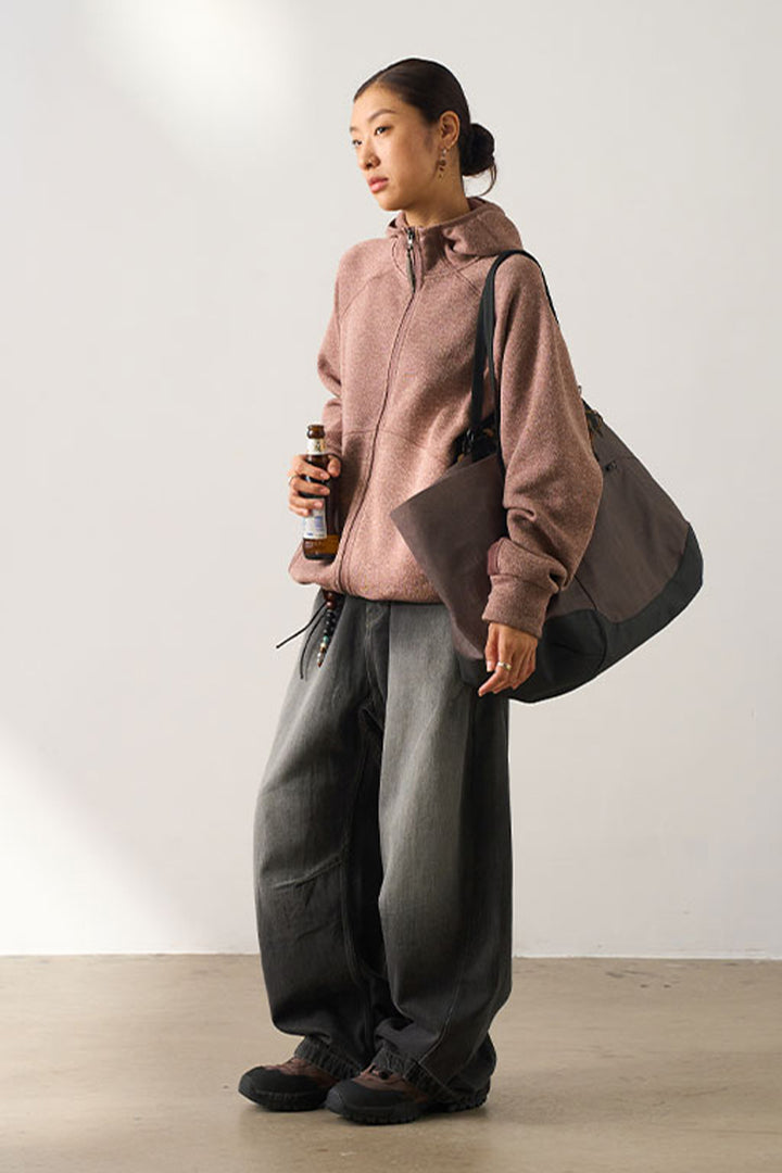 異素材パッチワークジップアップスウェット25BLJK022