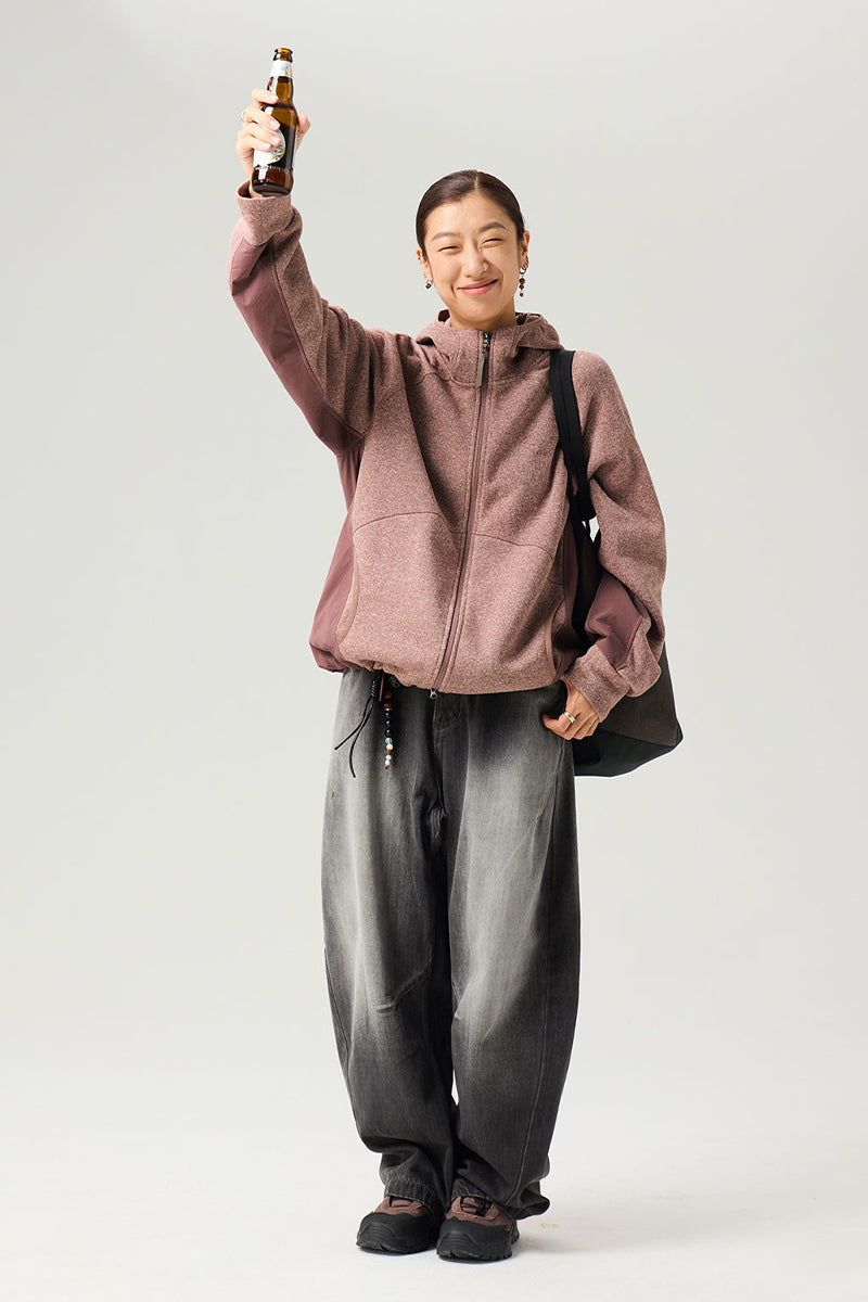 異素材パッチワークジップアップスウェット25BLJK022