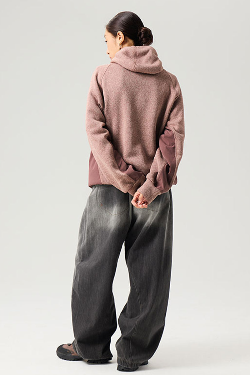 異素材パッチワークジップアップスウェット25BLJK022