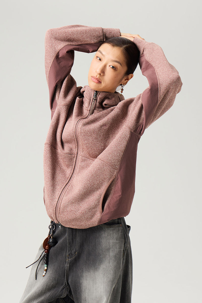 異素材パッチワークジップアップスウェット25BLJK022