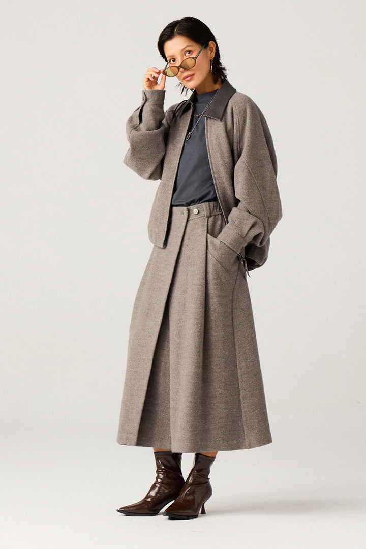 革襟ジップアップウールジャケット25BLJK020