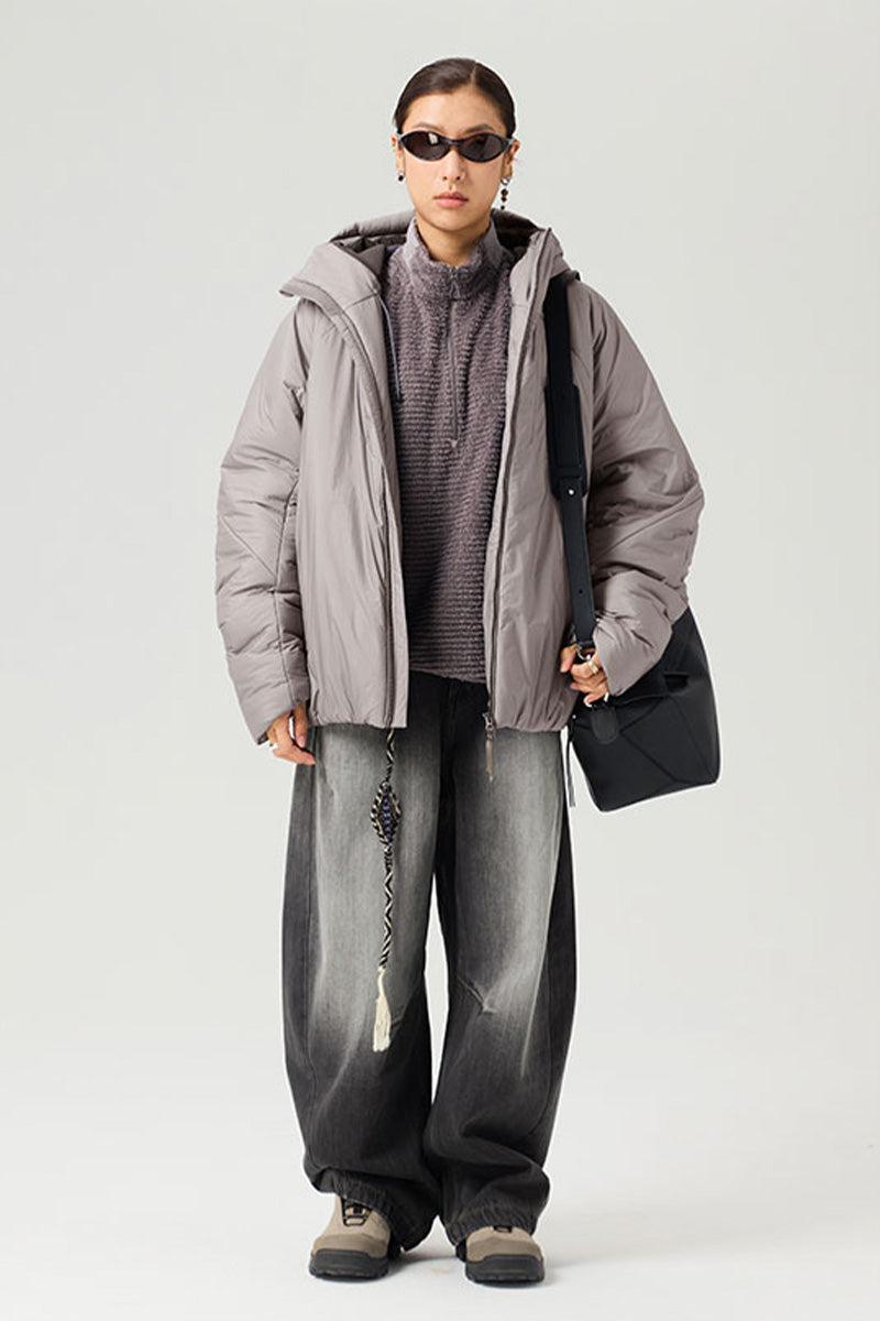 撥水加工付きフーデッド中綿ジャケット25BLMY003