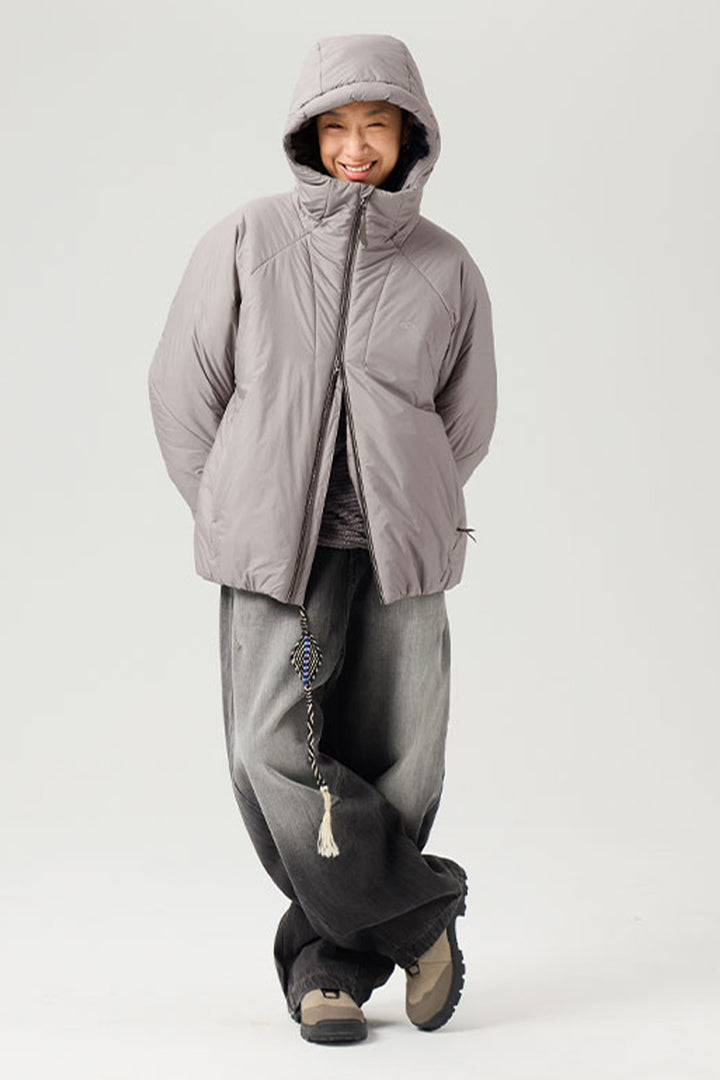 撥水加工付きフーデッド中綿ジャケット25BLMY003