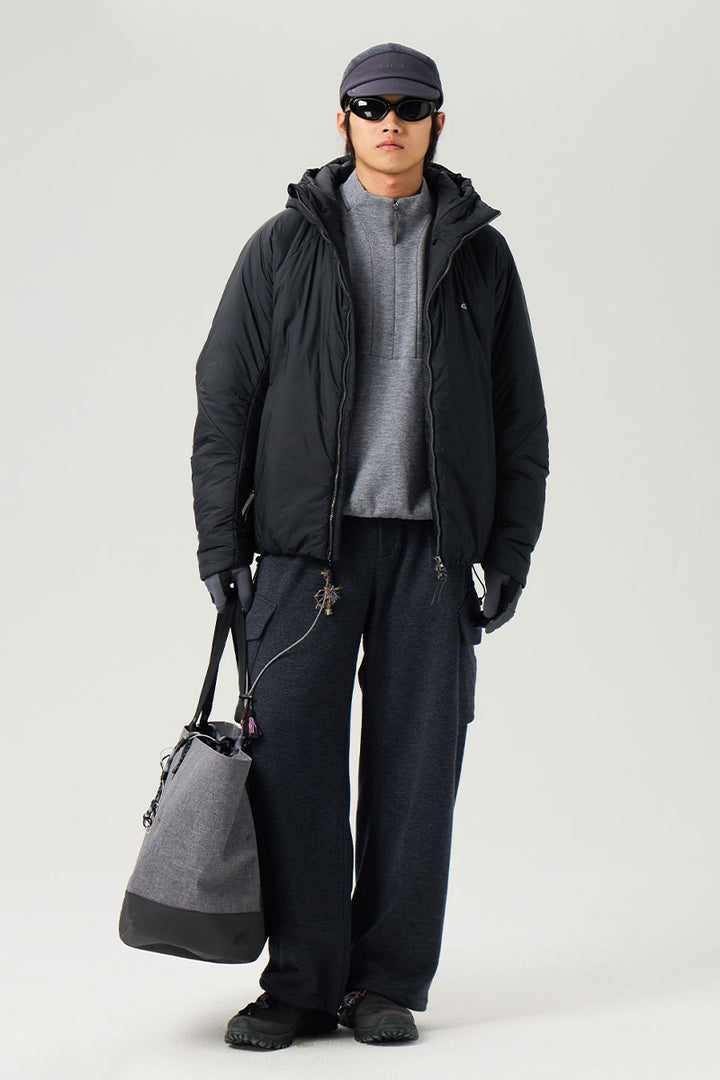 撥水加工付きフーデッド中綿ジャケット25BLMY003