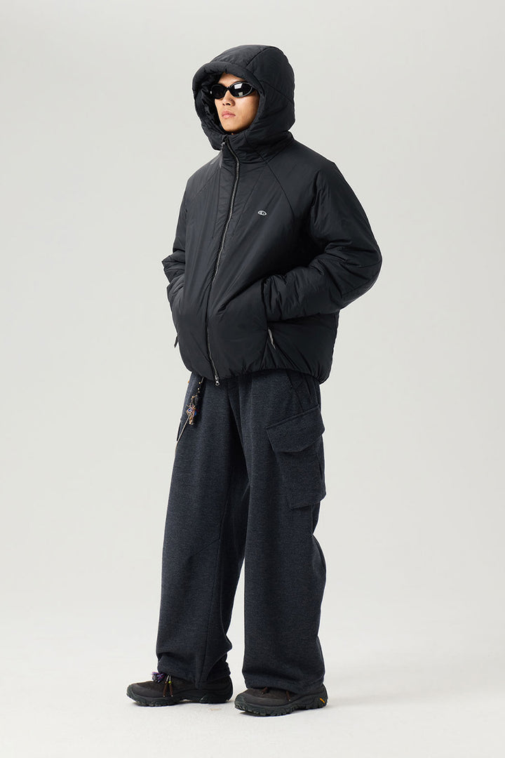 撥水加工付きフーデッド中綿ジャケット25BLMY003