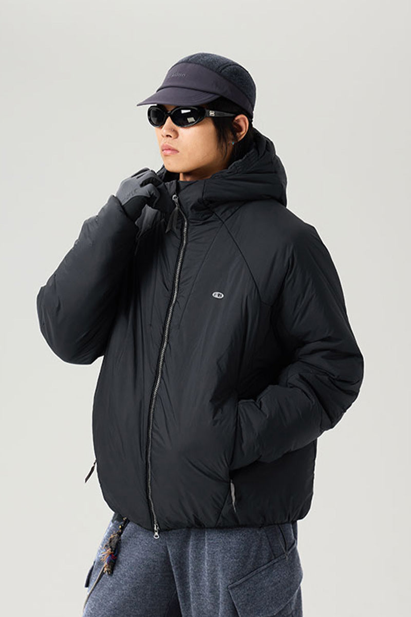 撥水加工付きフーデッド中綿ジャケット25BLMY003