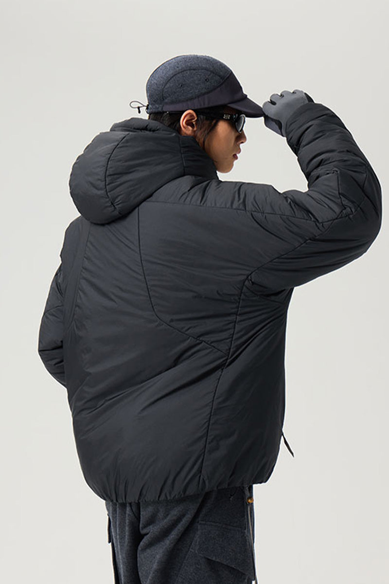 撥水加工付きフーデッド中綿ジャケット25BLMY003