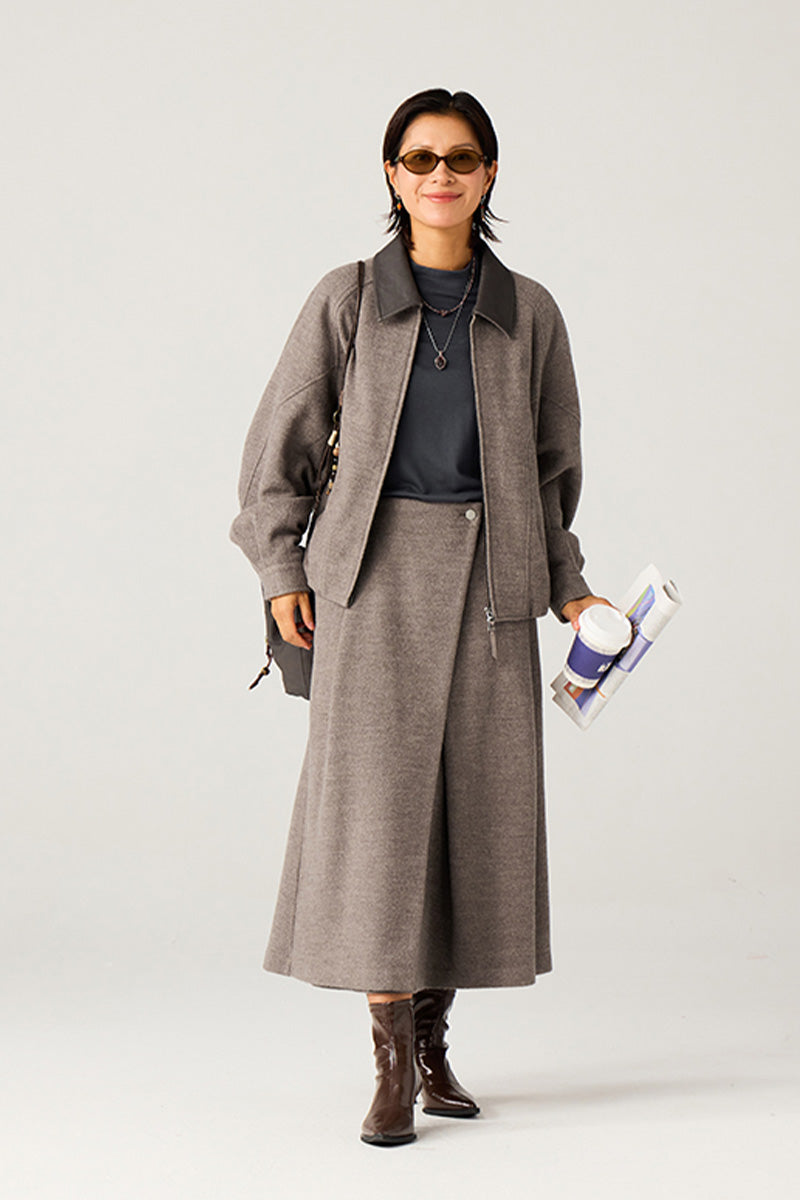 革襟ジップアップウールジャケット25BLJK020